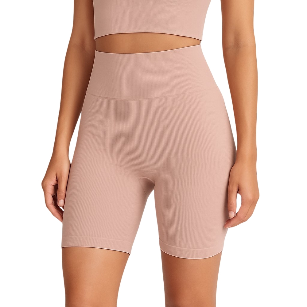 AVOCADO Biker Shorts Women Small Medium Pink High Rise Ribbed Seamless Gym Yoga